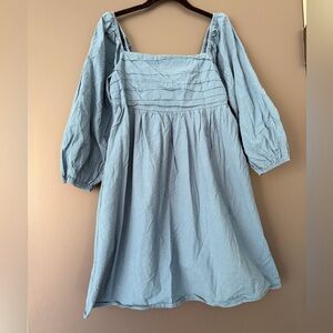 Akaur Blue Puff Sleeve Blue Dress